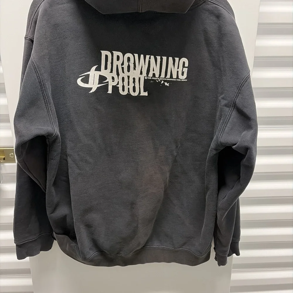 Vintage 2004 Drowning Pool Hoodie Black L Metal Grunge Bodies Made In USA - Picture 2 of 10